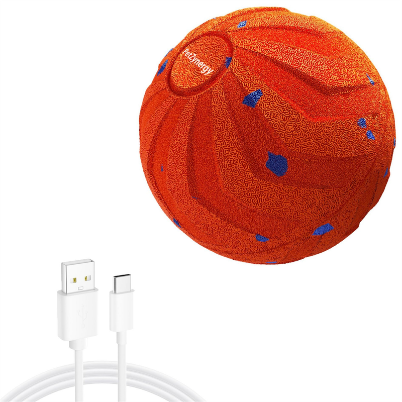 Smart Interactive Dog Toy Ball, Auto-Bouncing and Spinning, E-TPU Bite-Resistant and Rechargeable - Orange