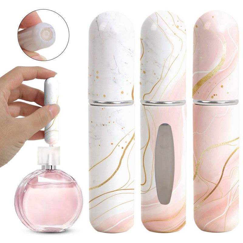 3-Pack - 5ml Portable Perfume Refill Bottles, Bottom-Fill Leak-Proof Travel Spray Bottles - White