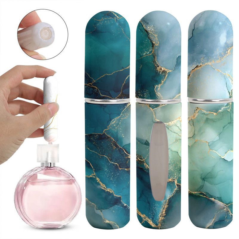 3-Pack - 5ml Portable Perfume Refill Bottles, Bottom-Fill Leak-Proof Travel Spray Bottles - Ocean Green