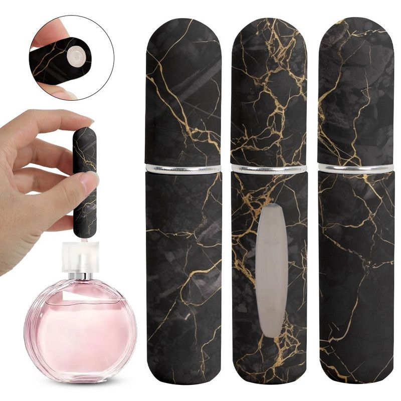3-Pack - 5ml Portable Perfume Refill Bottles, Bottom-Fill Leak-Proof Travel Spray Bottles - Black