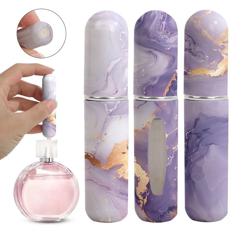 3-Pack - 5ml Portable Perfume Sample Bottles, Bottom-Fill Leak-Proof Travel Spray Bottles - Purple