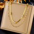 Zirconia Blade Chain Double-Layer Necklace, Gold-Plated Titanium Steel Women&