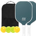 2-Player Pickleball Paddle Set, Durable Glass Fiber Pickleball Racquets with Comfort Grip, Includes 4 Balls & Carry Bag - Green