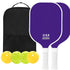 2-Player Pickleball Paddle Set, Durable Glass Fiber Pickleball Racquets with Comfort Grip, Includes 4 Balls & Carry Bag - Purple