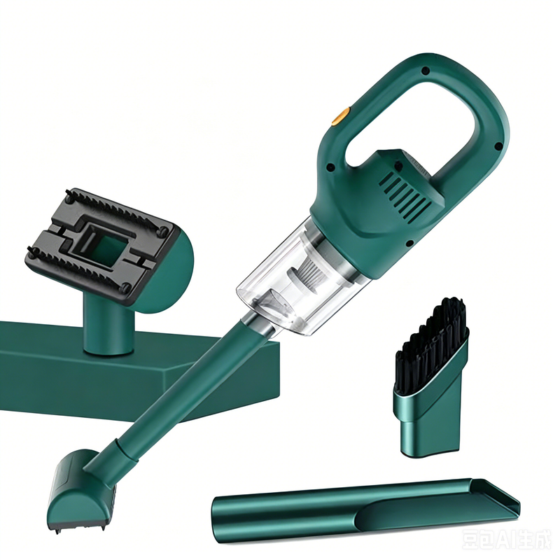 Portable Cordless Handheld Vacuum, High-Power Rechargeable Cleaner with Multiple Nozzles - Green