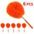 6-Pack, Telescopic Microfiber Duster with Extendable Handle, for High Ceiling & Fan Cleaning - Orange