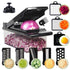 Kitchen Vegetable Slicer and Dicer, 15-Piece Set with Container, Safety Guard, Drain Basket, and Storage Box—Black
