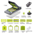 Kitchen Vegetable Slicer and Dicer, 15-Piece Set with Container, Safety Guard, Drain Basket, and Storage Box—Green