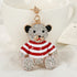 Red - Rhinestone Striped Bear Keychain, Cute Enamel Cartoon Bear Bag Charm Pendant, Alloy Bling Key Ring Accessories for Gifts & Bag Decoration