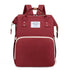Convertible Baby Bed Diaper Backpack, Waterproof Oxford Multifunction Mommy Bag, Hand/Shoulder/Backpack 3-Way for Travel and Outdoor Use - Red