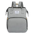 Convertible Baby Bed Diaper Backpack, Waterproof Oxford Multifunction Mommy Bag, 3-Way Hand/Shoulder/Backpack for Travel and Outdoor Use - Gray
