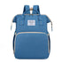 Convertible Baby Bed Diaper Backpack, Waterproof Oxford Multifunction Mommy Bag, 3-Way Hand/Shoulder/Backpack for Travel and Outdoor Use - Light Blue