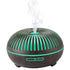 550ML Wood-Grain Aroma Diffuser and Humidifier with Bluetooth Speaker, 7-Color LED Night Light, Remote Control, Timer, and Auto Shut-Off – Dark Wood