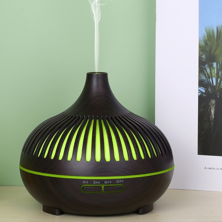(2-Pack) 550ml Wood-Grain Ultrasonic Aroma Diffuser and Humidifier with 7-Color LED Night Light and Timer for the Bedroom – Dark Wood