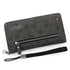 Vintage PU Leather Long Wallet for Men, Zipper-Around Phone Clutch with Detachable Wrist Strap - Black