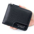Full-Zip Carbon Fiber PU Wallet for Men, Multi-Card Slot Snap Coin Purse with ID Photo Window - Black