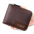 Full-Zip Carbon Fiber PU Wallet for Men, Multi-Card Slot Snap Coin Purse with ID Photo Window - Dark Brown