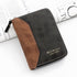 Two-tone Patchwork PU Zip-Around Short Wallet for Men, Embossed Letter Multi-Card Slot Purse with Dual Coin Pockets & ID Photo Slot (Black)