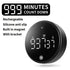 Rotating Digital Kitchen Timer, 999-Minute LED Display Timer with Magnetic Back & Stand, Type-C, for Studying and Exercising—Black