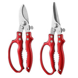 2-Pack Gardening Pruning Shears Set, 30Cr13 Stainless Steel Straight & Curved Shears with Non-Slip Handles for Gardens, Orchards, and Flower Arrangements—Red