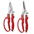 2-Pack Gardening Pruning Shears Set, 30Cr13 Stainless Steel Straight & Curved Shears with Non-Slip Handles for Gardens, Orchards, and Flower Arrangements—Red