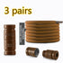 3 pairs Capsule Lock Elastic No-Tie Shoelaces, Lazy Stretch Shoe Laces for Kids, Adults, Sneakers, and Boots - Brown