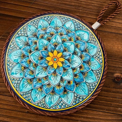 4-Pack - Chinese Retro Ceramic Trivet, Heat-Resistant, Non-Scratch Coaster with Cork Base, 17cm Round Table Mats - Lotus Pattern