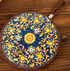4-Pack - Chinese Retro Ceramic Trivet, Heat-Resistant, Non-Scratch Coaster with Cork Base, 17cm Round Table Mats - Sunflower Pattern