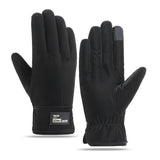 Winter Thick Polar Fleece Touchscreen Gloves, Windproof and Water-Resistant Thermal Gloves for Cycling and Motorcycling, One Pair—Black (One Size Fits All)