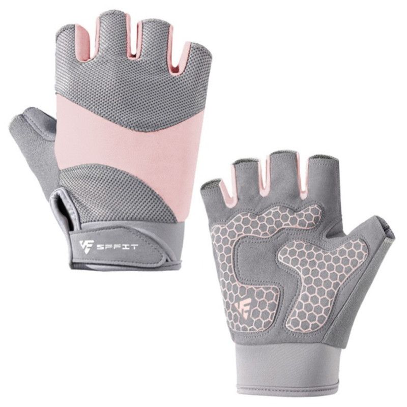 Pink - Size L - Silicone Anti-Slip Half-Finger Workout Gloves, Breathable Shock-Absorbing Gym Gloves for Cycling, One Pair, Unisex