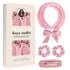 Velvet Heatless Hair Curlers Set, Overnight No-Heat Curling Ribbon with Scrunchies & Hair Clip—Pink
