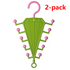 2-Piece V-Shaped Double-Sided 10-Hook Hanger Organizer, Stackable Multi-Purpose Storage Rack for Hats, Scarves, and Belts—Green