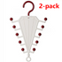 2-Piece V-Shaped Double-Sided 10-Hook Hanger Organizer, Stackable Multi-Purpose Storage Rack for Hats, Scarves, and Belts—White