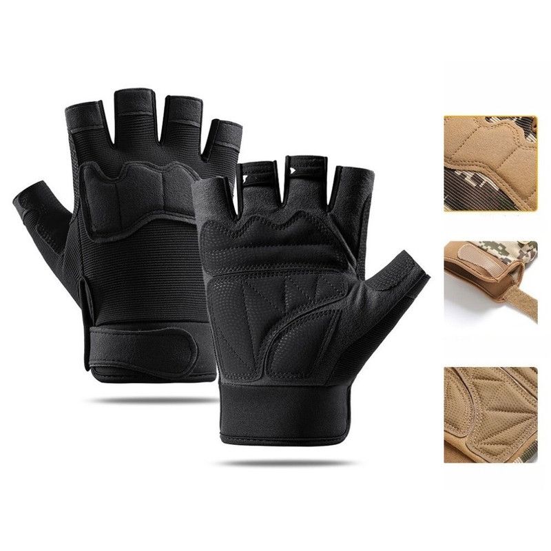 Size L - Black - EVA Protective Tactical Gloves (1 Pair), Anti-Slip Shock-Absorbing Sports Gloves for Cycling Workouts