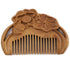 8cm Mini Carved Sandalwood Comb, Vintage Lotus Flower 3D Engraved Portable Anti-Static Wooden Scalp Massage Comb