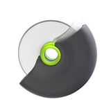 Detachable Stainless Steel Pizza Cutter Wheel with Transparent Protective Cover, Kitchen Baking Slicer Tool—Green