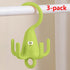 3-Pack - Cute Cartoon 5-Claw Rotating Hook, Multi-Purpose Closet Organizer Hanger for Hats, Bags, Belts, and Lingerie - Green