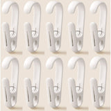 10-Pack Multi-Functional Hook Clips, Stackable Long-Tail Clips for Closets, for Kitchen and Bathroom—White