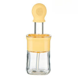 Integrated Oil Storage Silicone Oil Brush Bottle, Food-Grade Heat-Resistant Oil Dispensing Brush for Baking, BBQ—Yellow