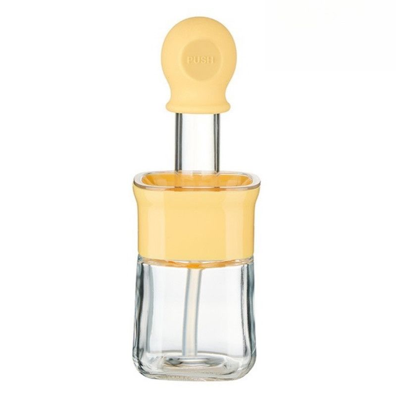 Integrated Oil Storage Silicone Oil Brush Bottle, Food-Grade Heat-Resistant Oil Dispensing Brush for Baking, BBQ—Yellow