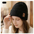Double Fleece-Lined Vertical Stripe Knit Beanie, Unisex Thick Warm Winter Outdoor Cold-Proof Wool Hat—Black