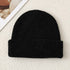 Solid Color Knit Beanie, Unisex Minimal Cuffed Warm Winter Hat with Slim Face Design - Black