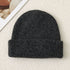 Solid Color Knit Beanie, Unisex Minimal Cuffed Warm Winter Hat with Slim Face Design—Gray