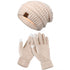 Vintage Cable-Knit Fleece-Lined Beanie & Touchscreen Gloves Set, Women&