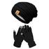 Vintage Cable-Knit Fleece-Lined Beanie & Touchscreen Gloves Set, Women’s Warm Winter Knit Hat 2-Piece Set—Black