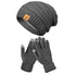 Vintage Cable-Knit Fleece-Lined Beanie & Touchscreen Gloves Set, Women’s Warm Winter Knit Hat 2-Piece Set—Gray