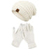 Vintage Cable-Knit Fleece-Lined Beanie & Touchscreen Gloves Set, Women&