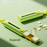 Slide-out 3-Compartment Portable Pill Case, Travel Transparent Separate Grid Medicine Storage Box - Green