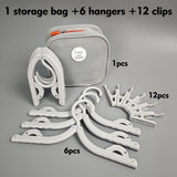 Portable Foldable Travel Clothes Hanger Set, Includes Clips, Clothes Rack with Storage Bag for Business Trips and Home Use - Gray