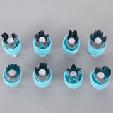 Hand Press Fruit and Vegetable Cookie Cutter 8-Piece Set, Food Shape Molds—Blue